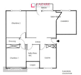 
                                                                                        Colocation
                                                                                         1 CHAMBRE (n°3) meublée à louer en colocation