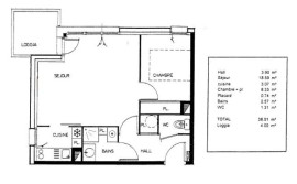 
                                                                                        Location
                                                                                         Agréable T2 meublé 38m² pour étudiant (31200)