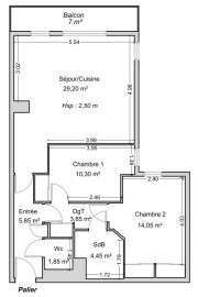 
                                                                                        Vente
                                                                                         Appartement 3 pièces avec balcon plein Sud !