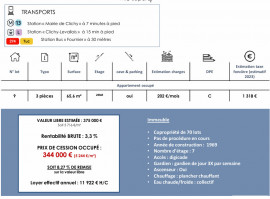 
                                                                                        Vente
                                                                                         Appartement 3 pièces occupé idéal investisseur