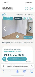 
                                                                                        Location
                                                                                         Appartement T3 3eme étage, terrasse, garage.