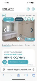 
                                                                                        Location
                                                                                         Appartement T3 3eme étage, terrasse, garage.