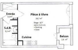 
                                                                                        Location
                                                                                         Beau studio avec espace nuit balcon et parking