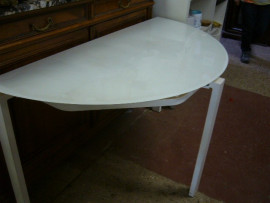 
                                                                        Meuble
                                                                         Console 1/2 lune blanche