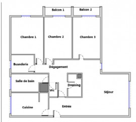 Vente
dernier étage T5 ,4chs avec balcons et Vue