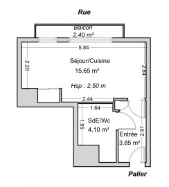 Vente
Exclusivité - Studio avec balcon filant