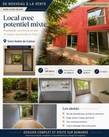 
                                                                                        Vente
                                                                                         Local professionnel avec étage et terrasse