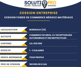 
                                                                        Vente
                                                                         Négoce de matériaux – Fonds de commerce
