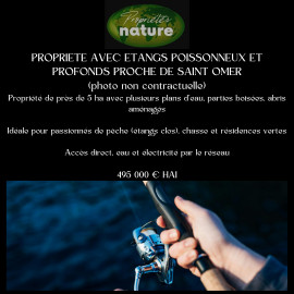 Vente
Propriété de 5 ha avec étangs profonds