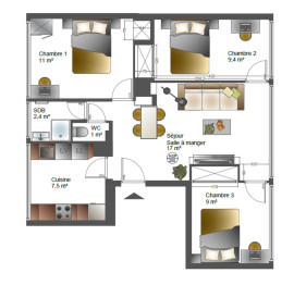 
                                                                                        Location
                                                                                         Beau T4 familial meublé - Massy Opera II