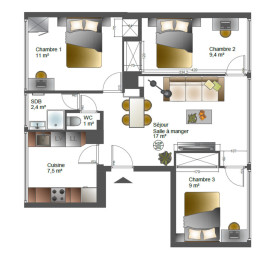 
                                                                                        Colocation
                                                                                         Colocation meublé 3 chambres