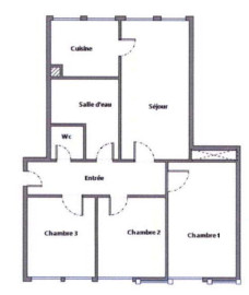 
                                                                                        Location
                                                                                         F4 Bis 65 m² avec Cuisine et WC séparés 1er étage