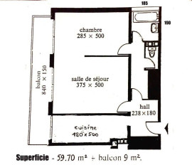 
                                                                                        Location
                                                                                         Grand 2 pièces 60m² dans résidence de standing