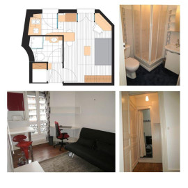 
                                                                                        Location
                                                                                         Studio meublé 18 m2 pour étudiant(e) Paris XI