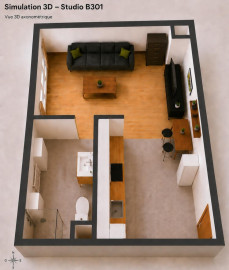 
                                                                        Location
                                                                         Studio neuf lumineux de 30m² meublé et équipé
