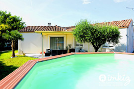 Plain pied 1bureau pergola piscine bois 1 parking Saintes