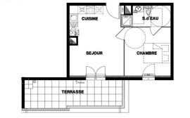 Beau T2 récent 35m² avec terrasse 14m² Marseille 10ème