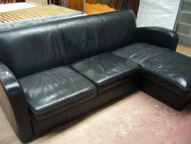 Canapé d'angle cuir noir, promotion Sartrouville
