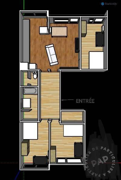 
                                                Colocation
                                                 3 chambres dans colocation meublée solidaire 80m²