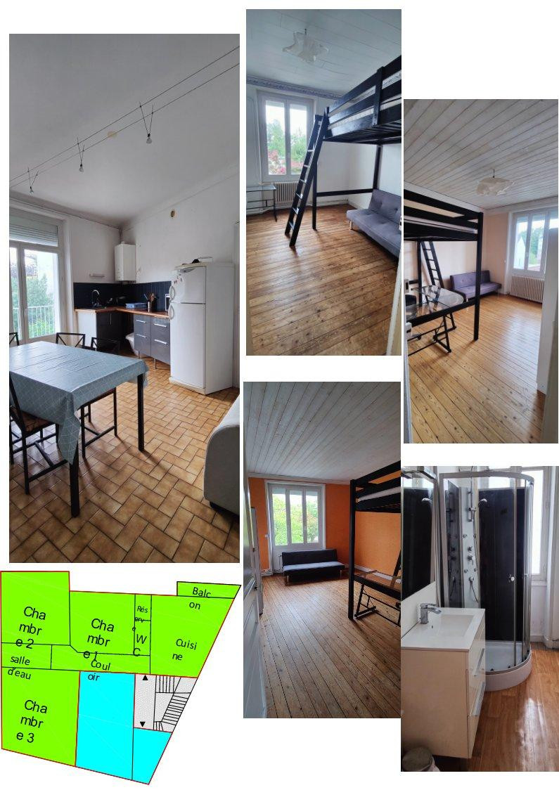 
                                                Colocation
                                                 3 chambres spacieuses dans T4 fonctionnel 74m²