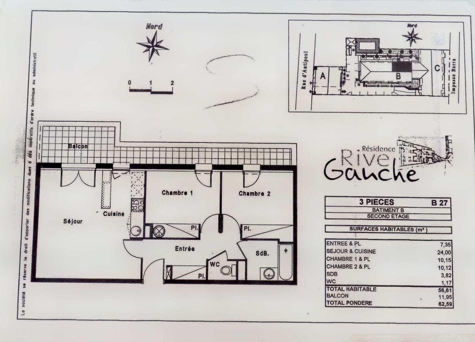 
                                                Location
                                                 A louer appartement T3 pièces + parking privé