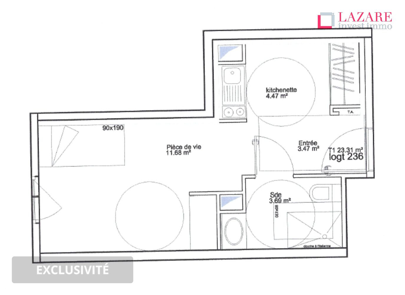 
                                                Location
                                                 A LOUER T1 meublé avec parking