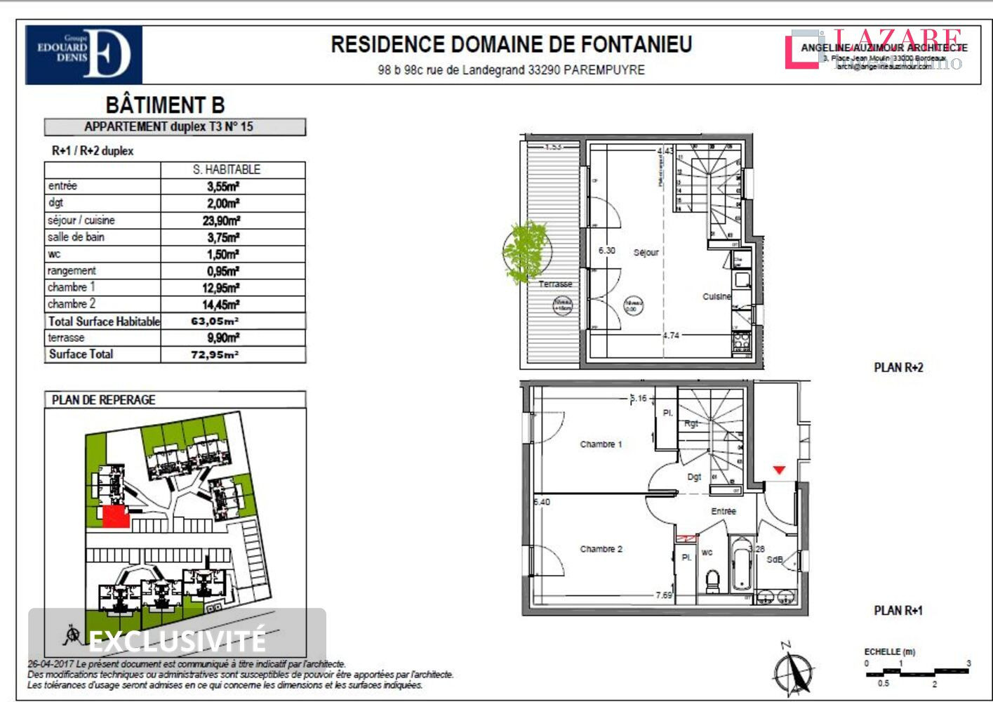 
                                                Location
                                                 A LOUER T3 Duplex récent avec parking