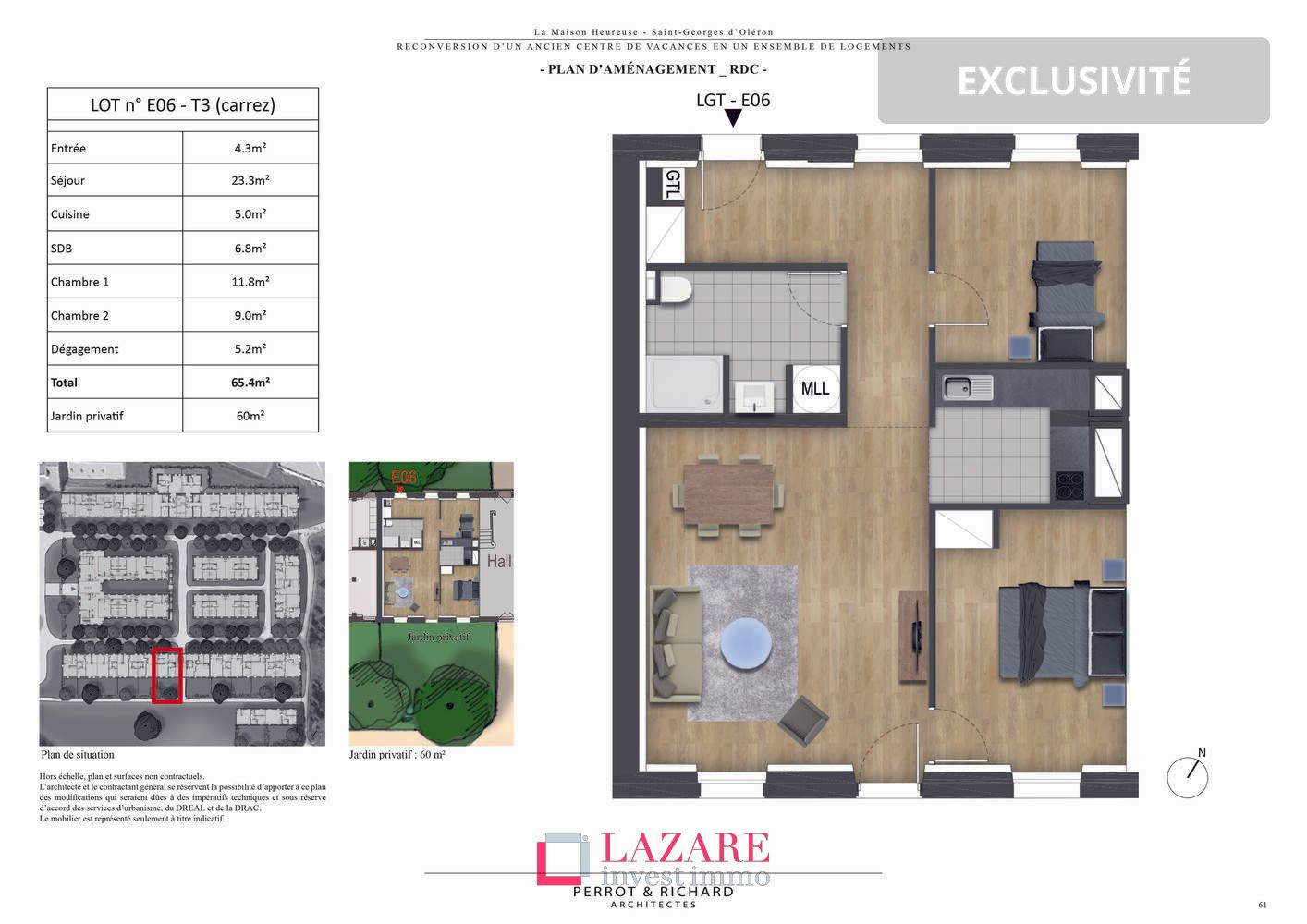 
                                                Location
                                                 A LOUER T3 récent avec jardin et 2 parkings