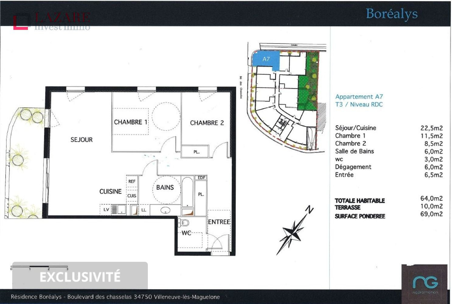 
                                                Location
                                                 A LOUER T3 récent avec parking
