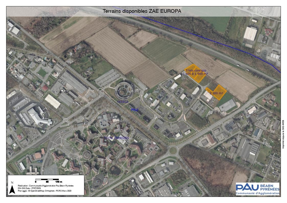 
                                                Vente
                                                 À vendre – Terrains industriels de 1 609 à 5 200 m² dans la ZAE Europa de Pau – Pyrénées-Atlantiques (64)