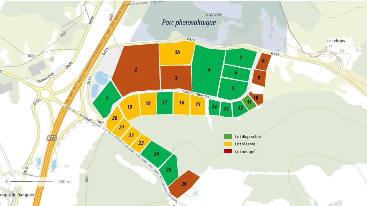 
                                                Vente
                                                 À vendre – Terrains industriels de 4 000 à 30 000 m² dans la zone d'activités La Tieule – Lozère (48)