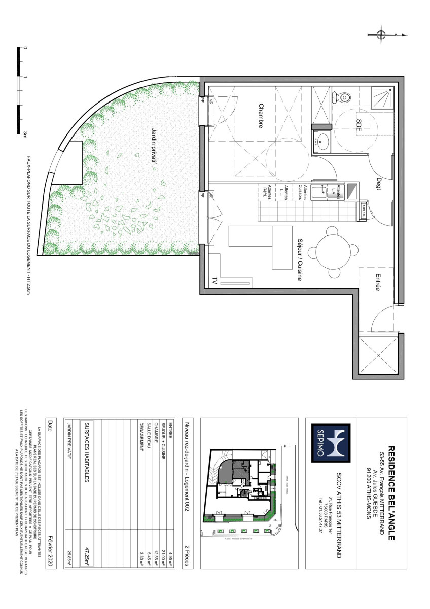 
                                                Vente
                                                 Appartement 2 pièces avec jardin Privatif