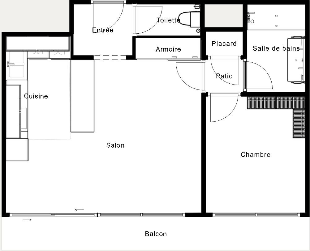 
                                                Vente
                                                 Appartement 2 pièces sans vis à vis