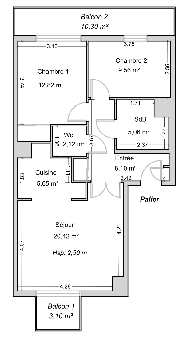 
                                                Vente
                                                 Appartement 3 pièces avec balcon - Boulogne