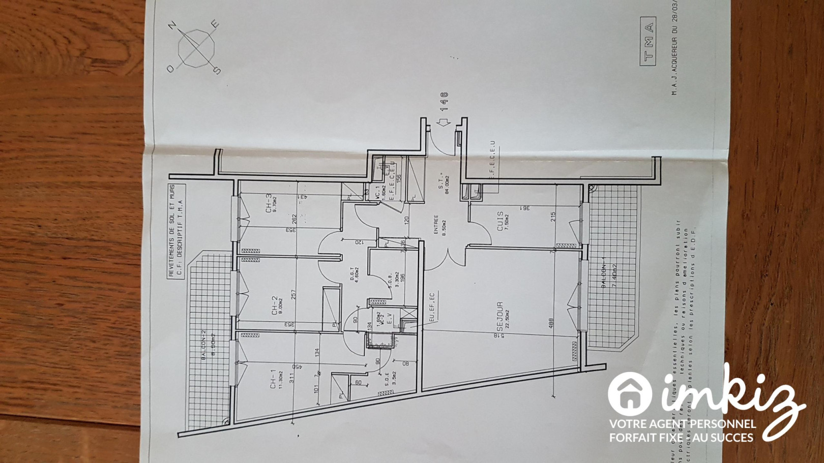 
                                                Vente
                                                 Appartement 4 pièces -  3 chambres - 84 m2