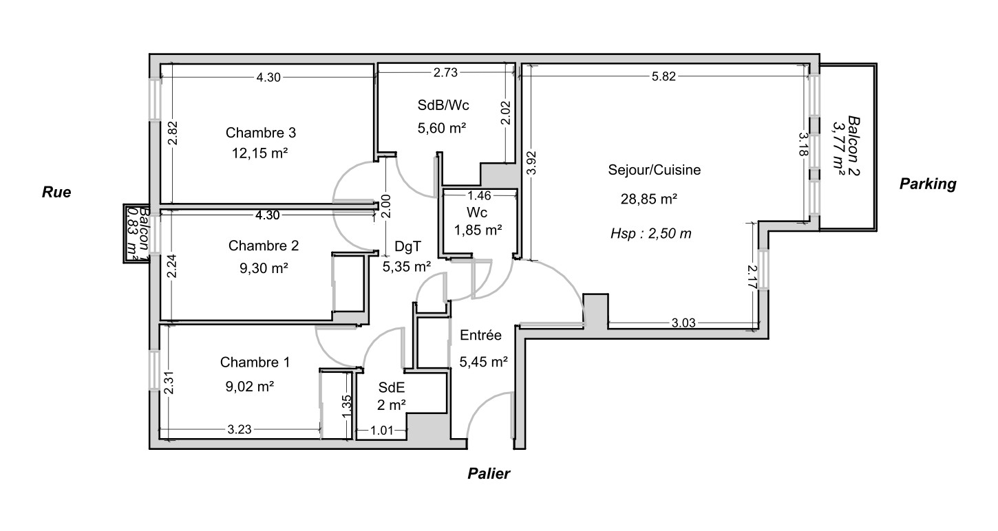 
                                                Vente
                                                 Appartement 4 pièces familial avec balcons