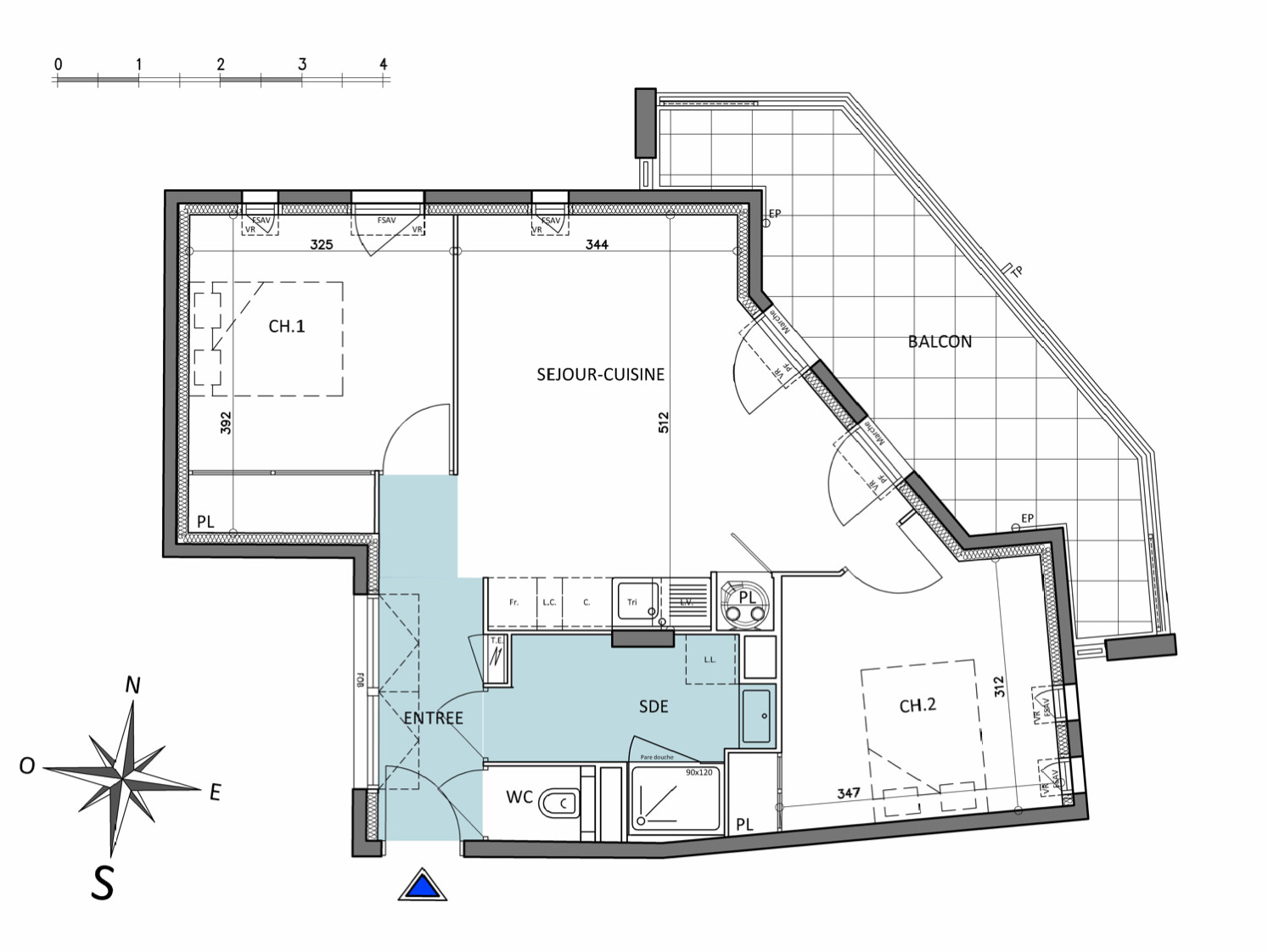 
                                                Vente
                                                 Appartement  - Appartement  - 3 pièces  - 58.0 m²