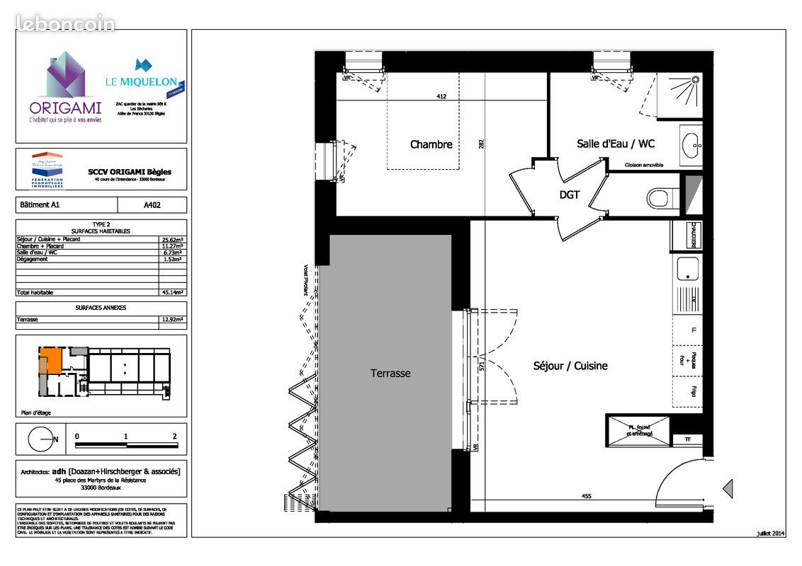 
                                                Location
                                                 Appartement meublé T2 45m² à Bègles