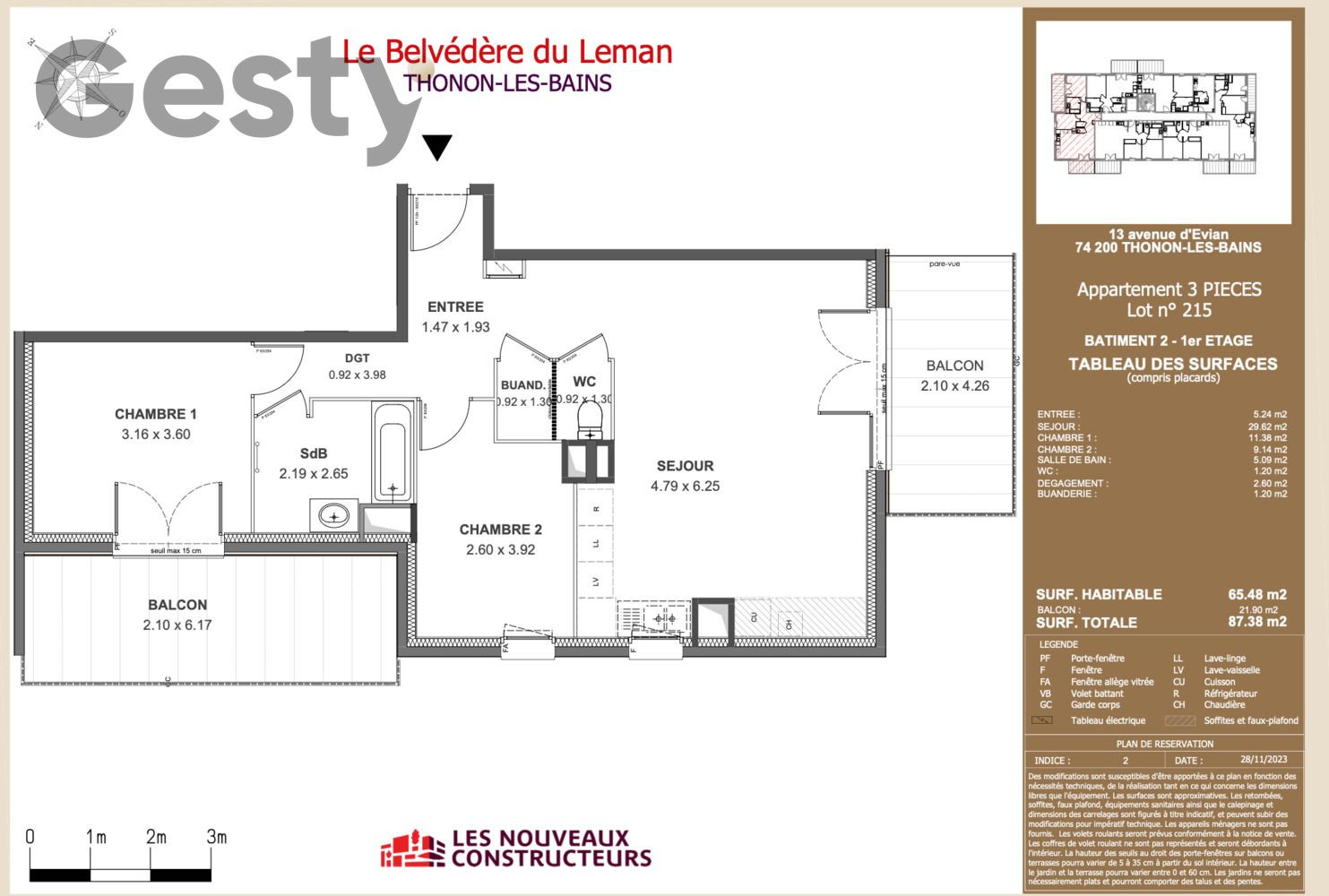 
                                                Location
                                                 Appartement Neuf avec 2 chambres, 2 balcons
