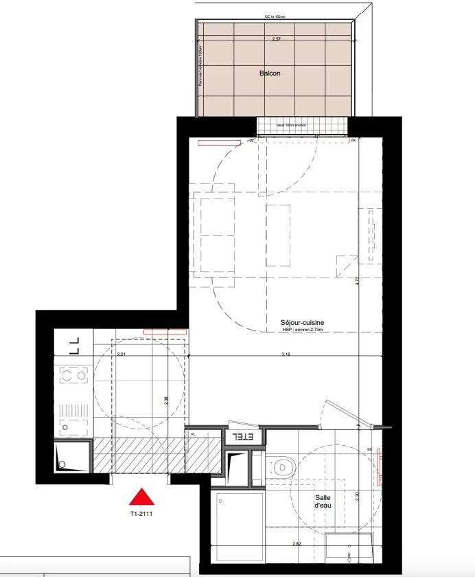 
                                                Vente
                                                 Appartement T1 de 25m2 à la Garenne Colombes