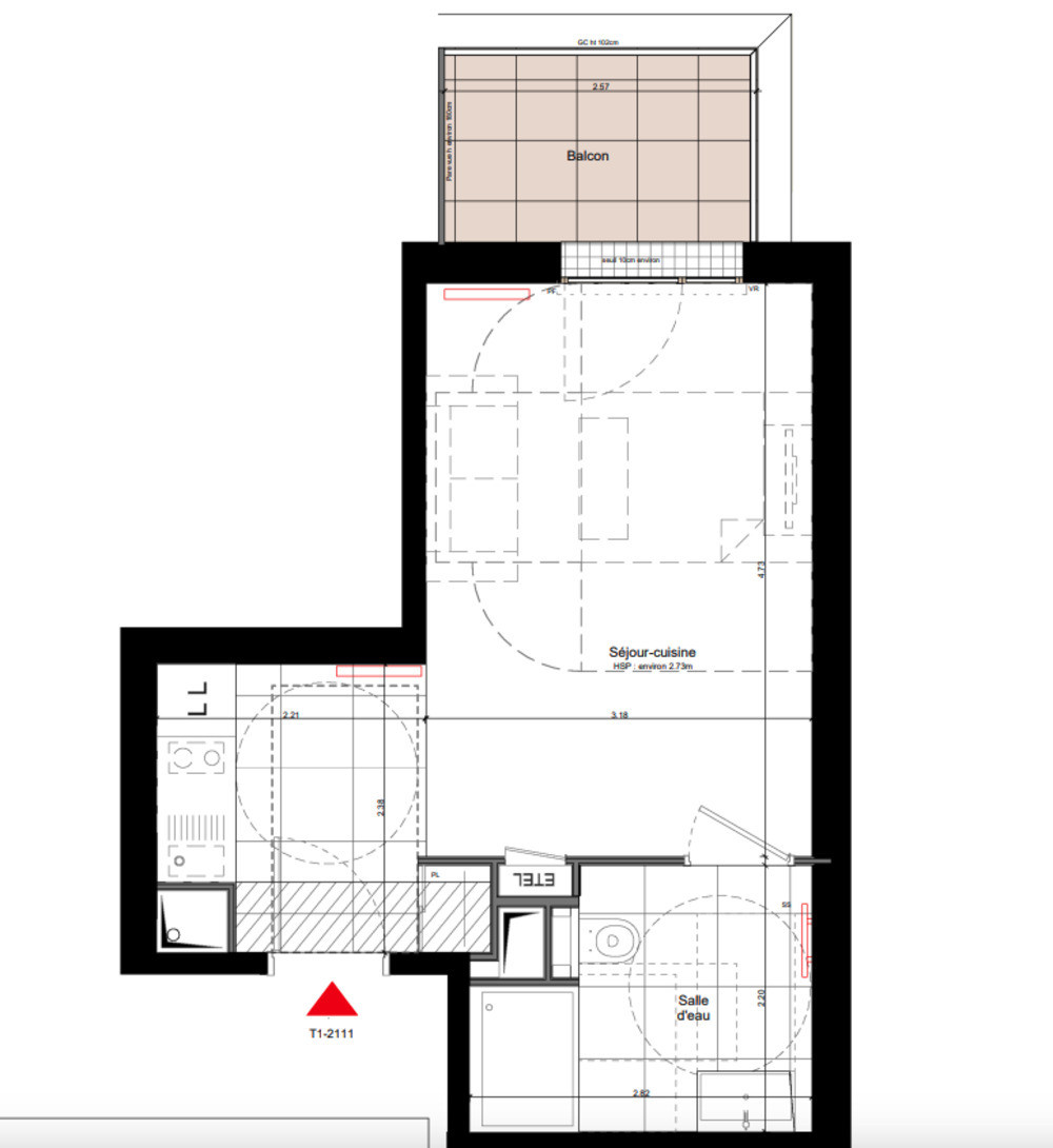 
                                                Vente
                                                 Appartement T1 de 25m2 à la Garenne Colombes