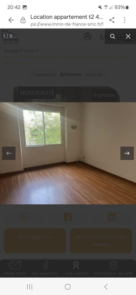 
                                                Location
                                                 Appartement T2 46m² refait à neuf