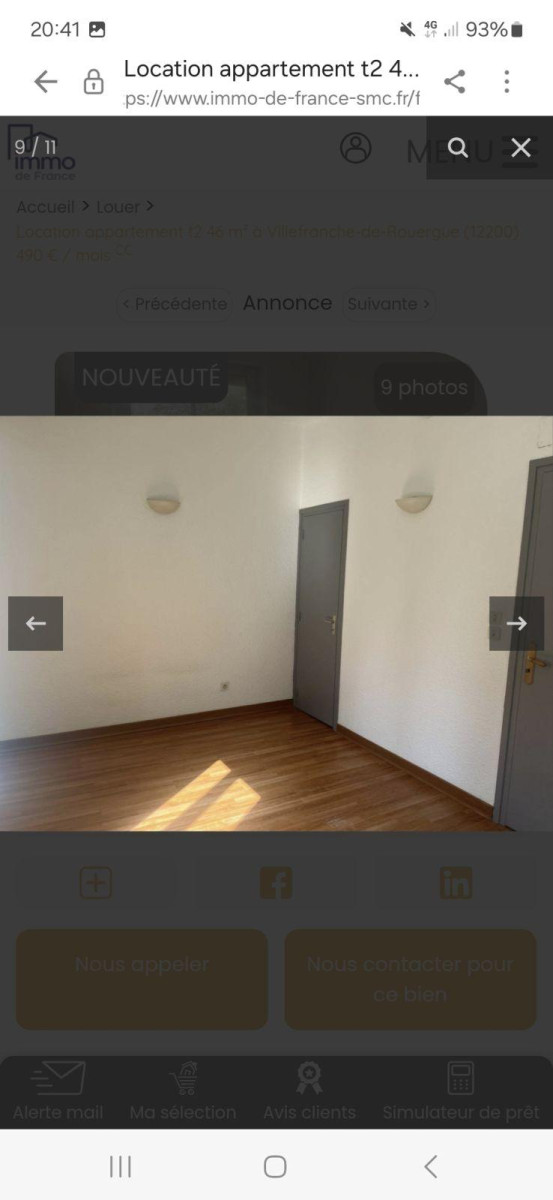 
                                                Location
                                                 Appartement T2 46m² refait à neuf
