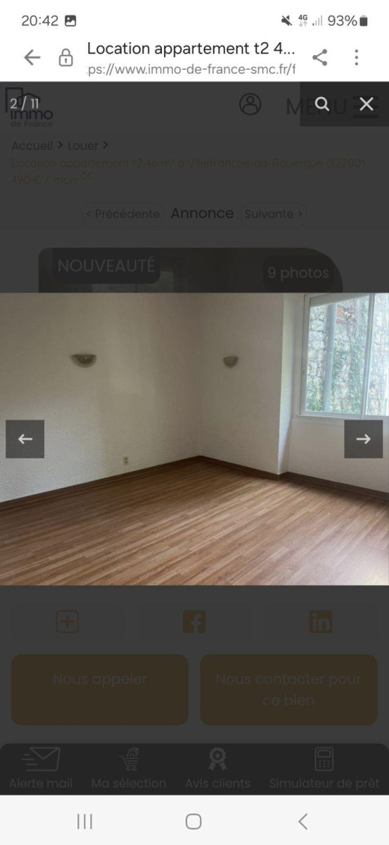 
                                                Location
                                                 Appartement T2 46m² refait à neuf