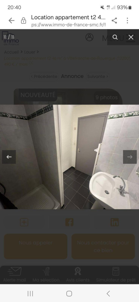 
                                                Location
                                                 Appartement T2 46m² refait à neuf