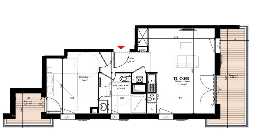 
                                                Vente
                                                 Appartement T2 à Ax les thermes