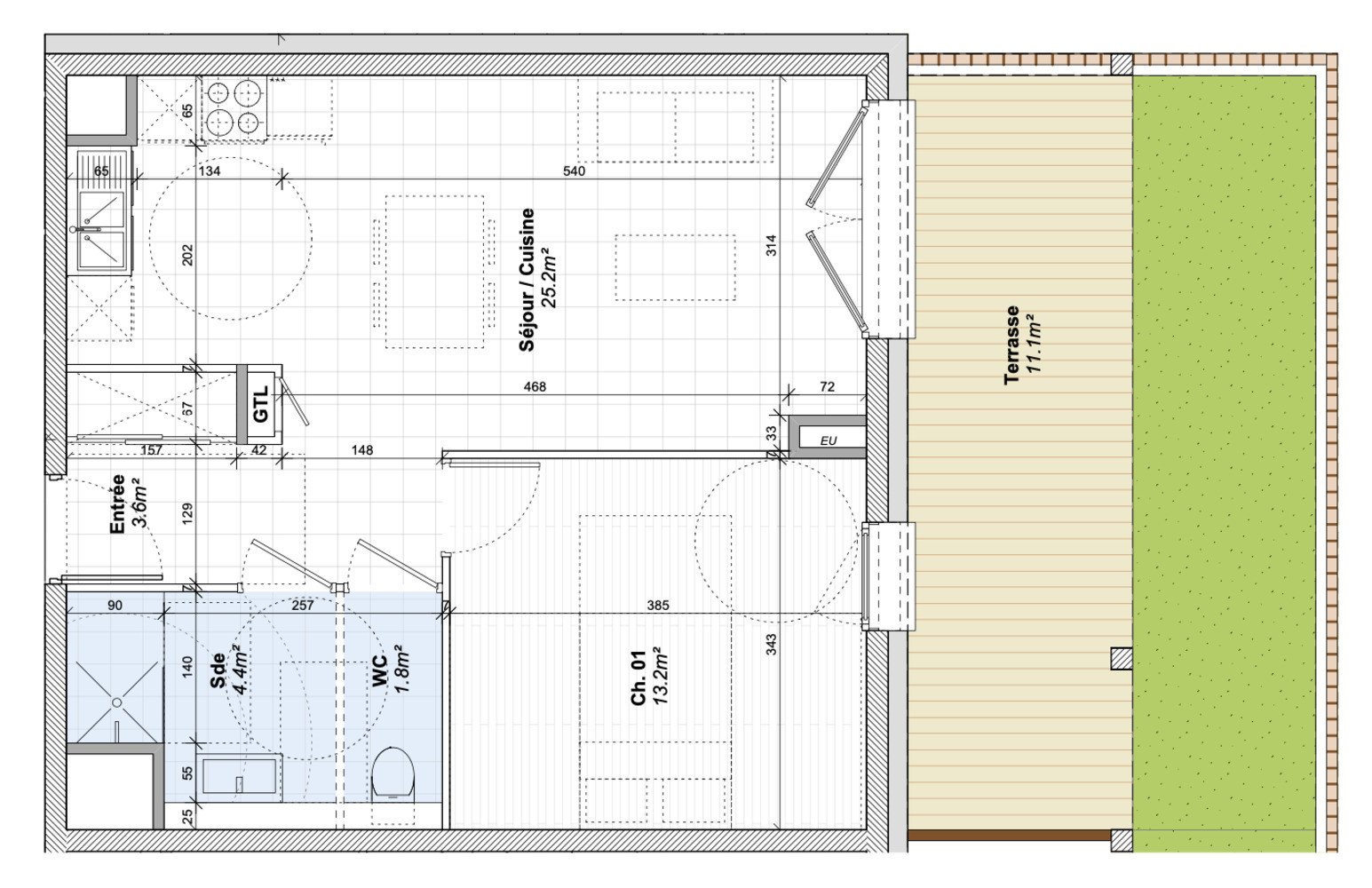 
                                                Vente
                                                 Appartement T2 de 42m2 avec Terrasse