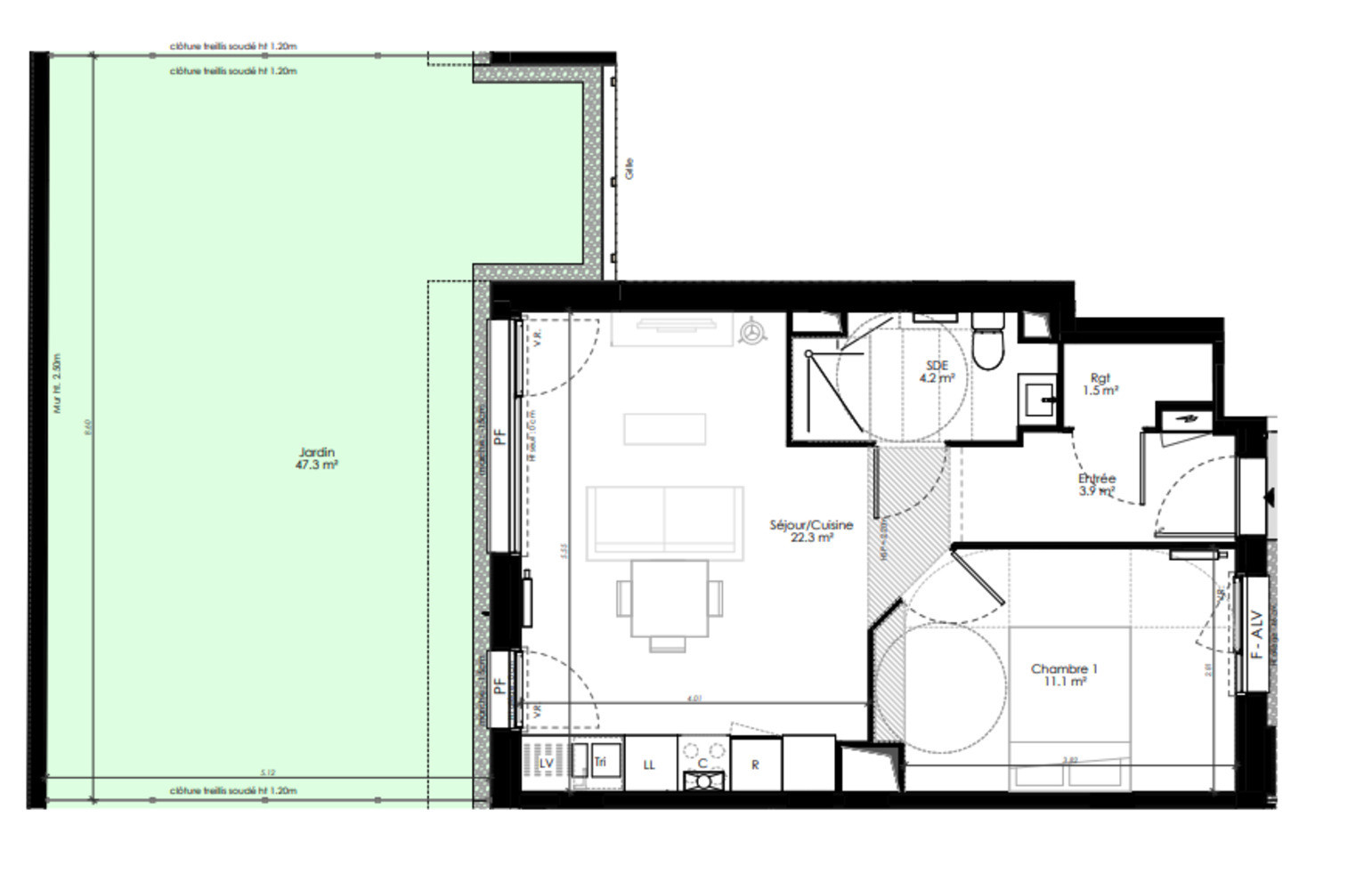 
                                                Vente
                                                 Appartement T2 de 43m2 à Ivry avec jardin