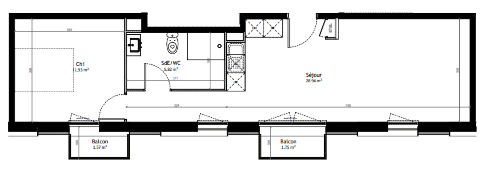 
                                                Vente
                                                 Appartement T2 de 47m2 à Clichy