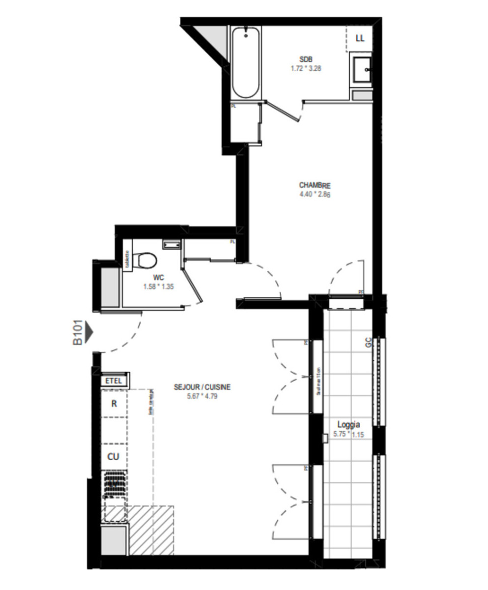 
                                                Vente
                                                 Appartement T2 de 49,03m2 à Garches